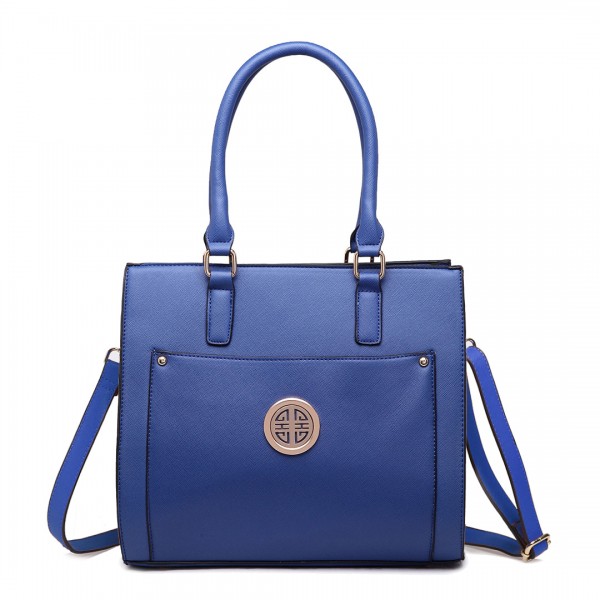 LT1650 - Miss Lulu Textured Leather Look Square Pocket Shoulder Handbag Navy LT1650 - Miss Lulu Textured Leather Look Square Pocket Shoulder Handbag Navy